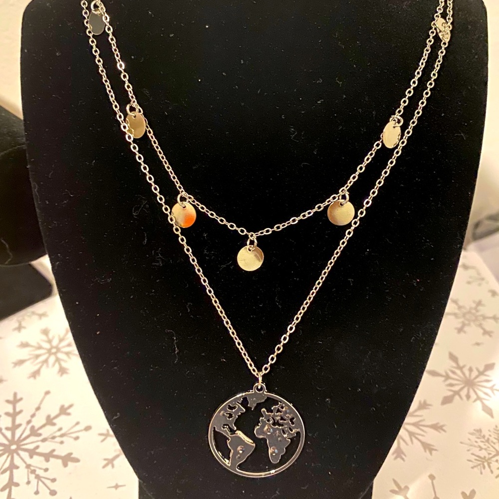 Silver two chain necklace